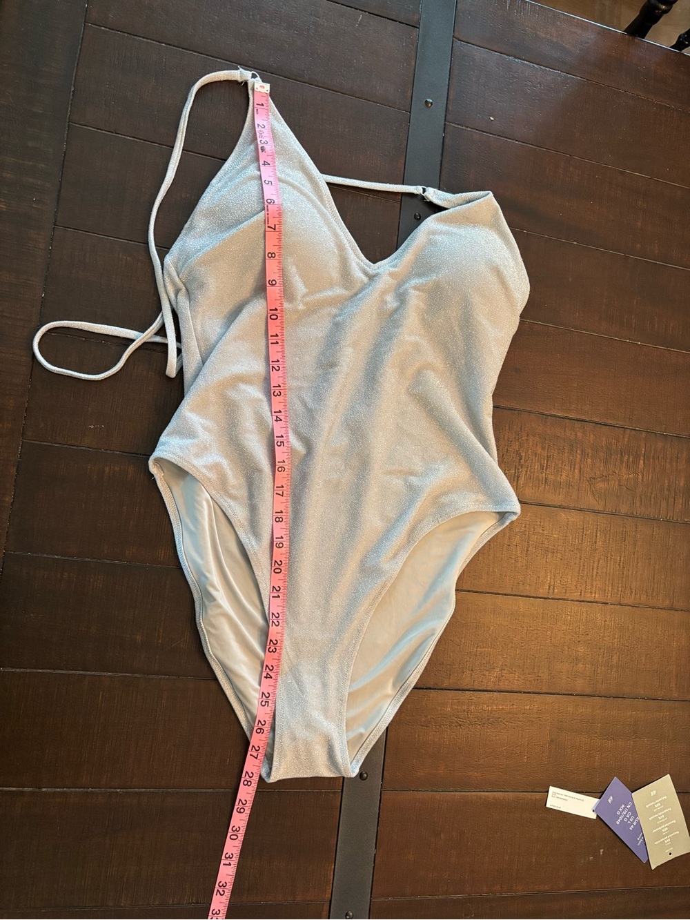 H&M Silver Sparkle V-Neck One-Piece Swimsuit - Picture 7 of 8